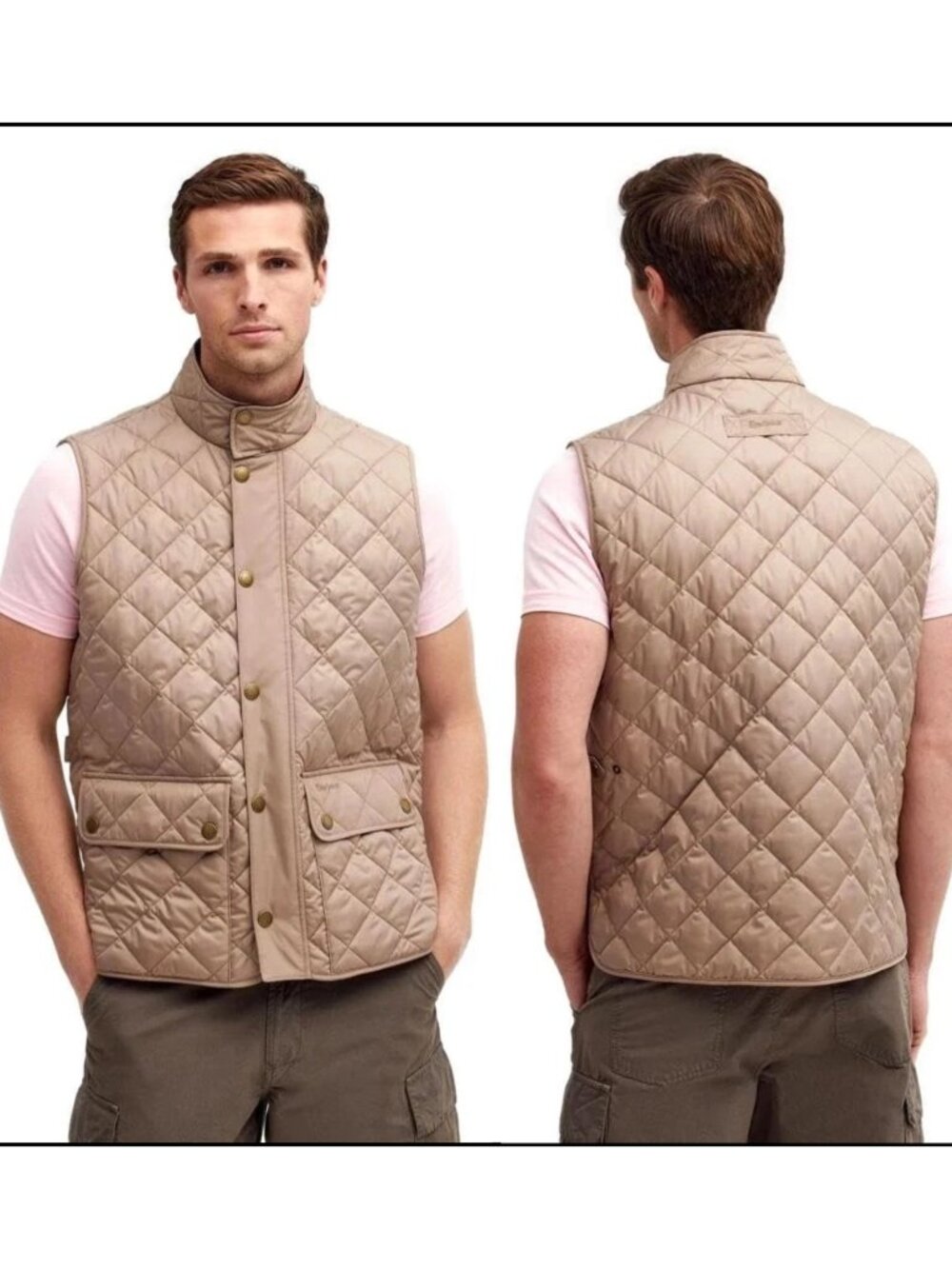 Men's Barbour Lowerdale Quilted Gilet Vest, Timberwolf-Size XL